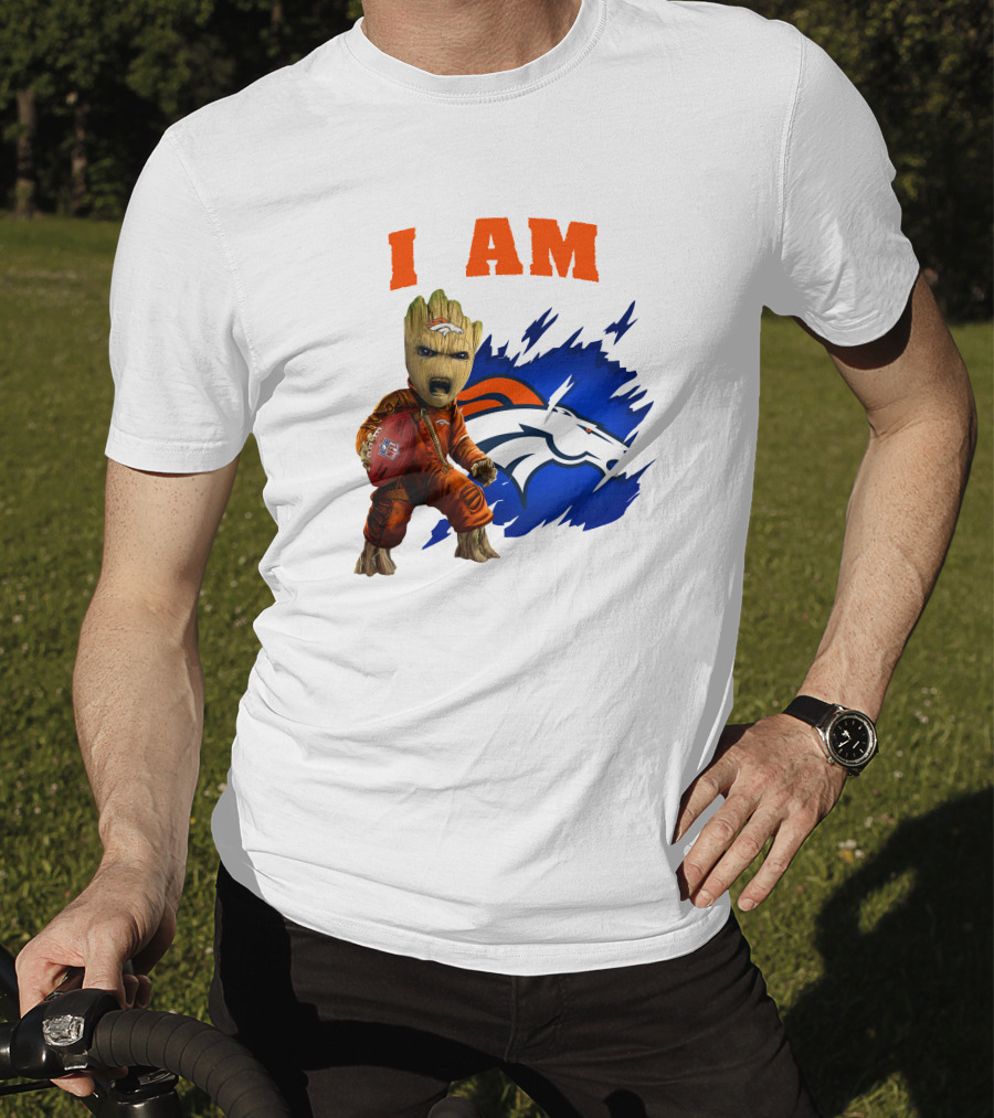 I Am Groot Denver Broncos Football Fan Character T-Shirt