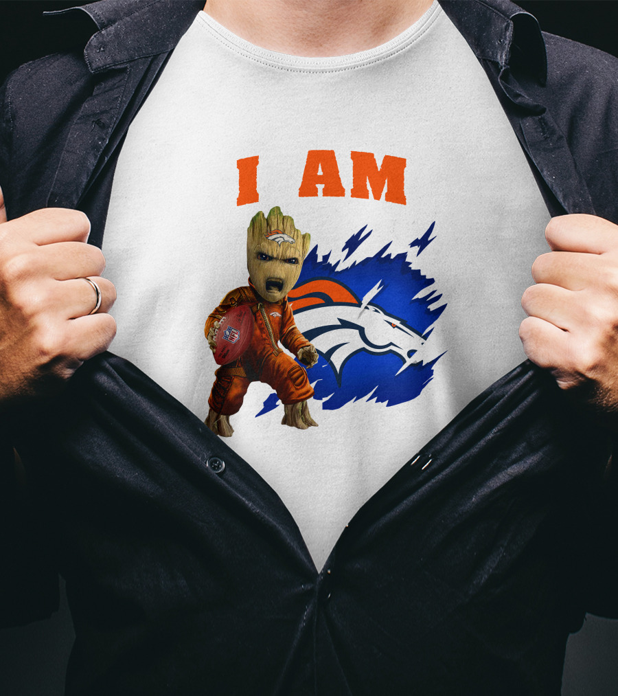 I Am Groot Denver Broncos Football Fan Character T-Shirt