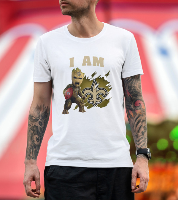 Premium T-Shirt: I Am Groot New Orleans Saints Football Fleur-de-lis T-Shirt I Am Groot New Orleans Saints Football Fleur-de-lis T-Shirt