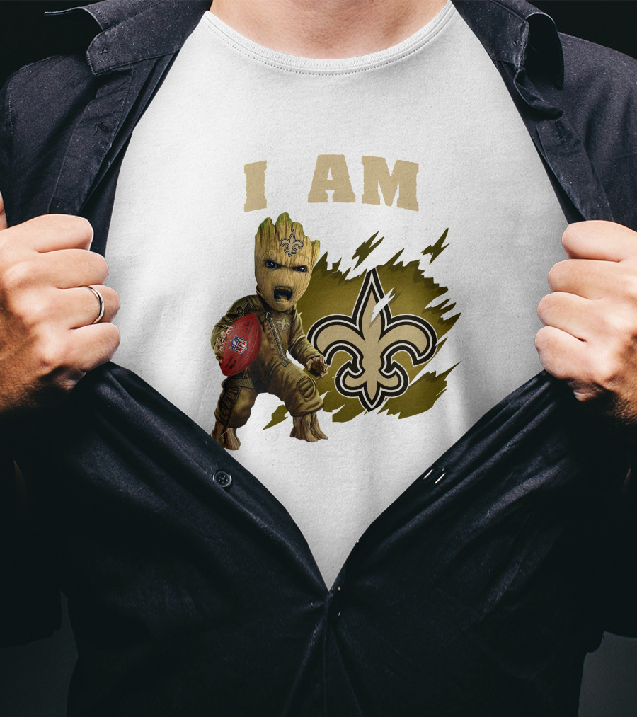 I Am Groot New Orleans Saints Football Fleur-de-lis T-Shirt