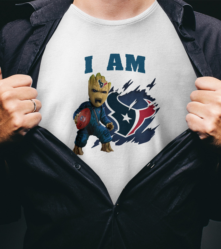 I Am Groot Houston Texans NFL Fan Gear T-Shirt