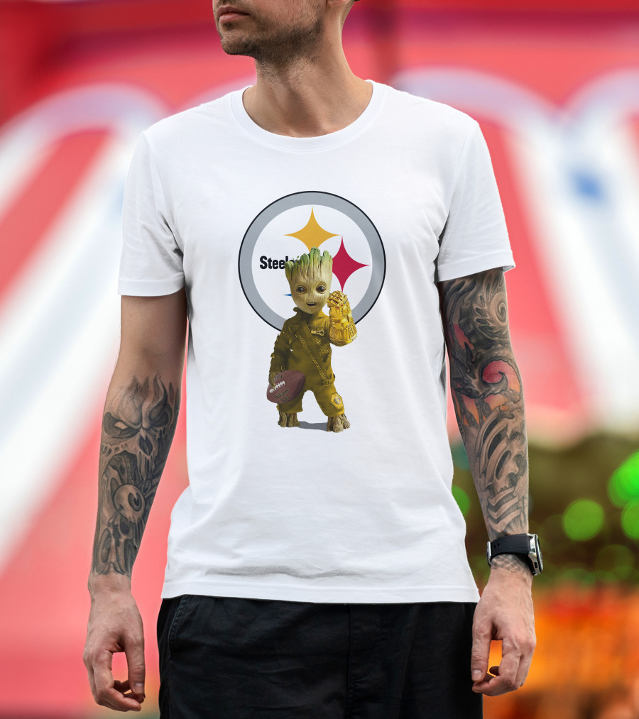 Pittsburgh Steelers Groot Football Infinity Gauntlet Fan T-Shirt