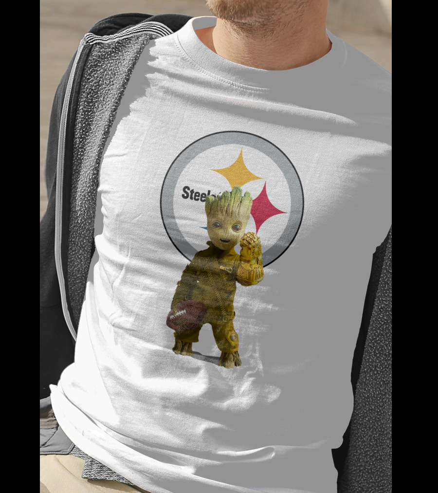 Pittsburgh Steelers Groot Football Infinity Gauntlet Fan T-Shirt