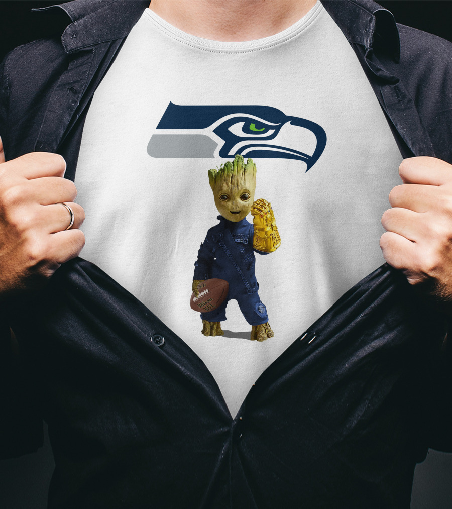 Seattle Seahawks Groot Football Infinity Glove T-Shirt