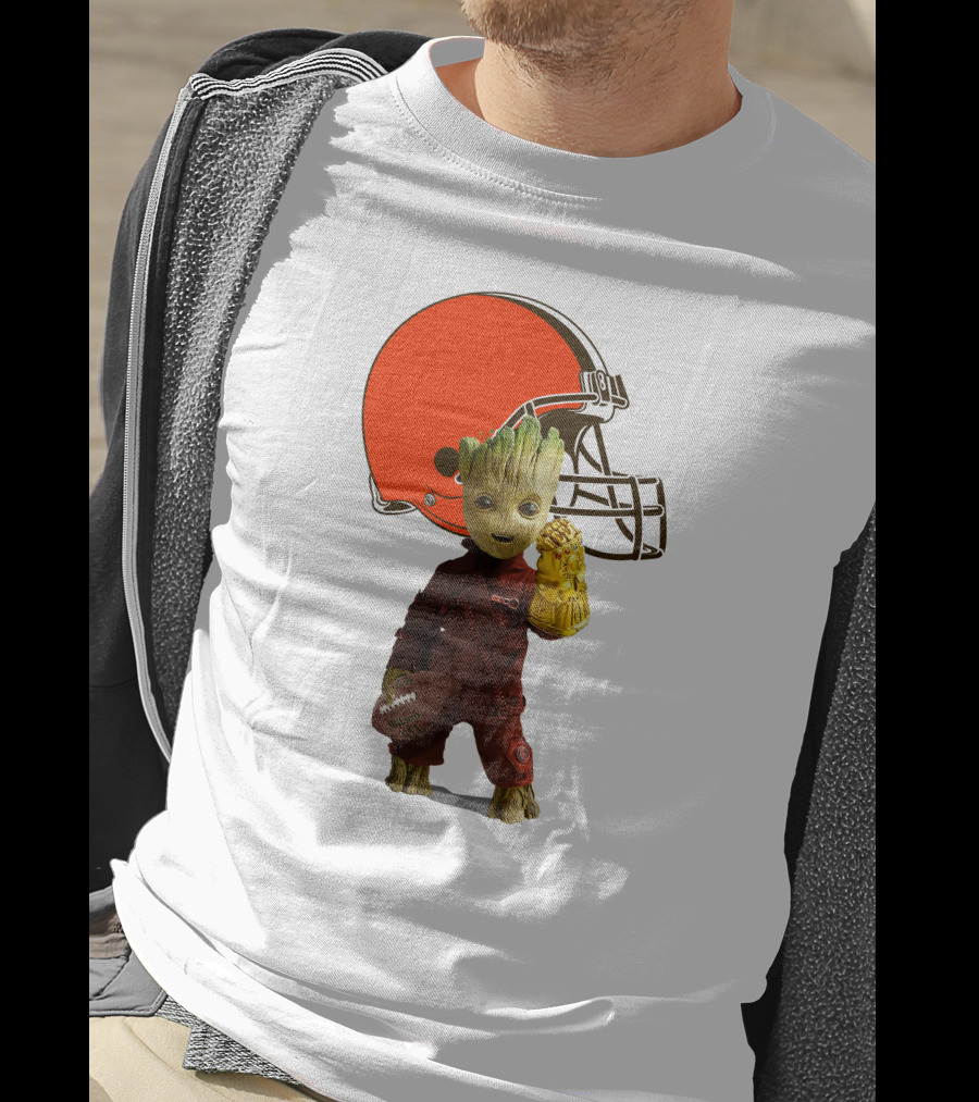 Cleveland Browns Football Groot And Infinity Gauntlet T-Shirt