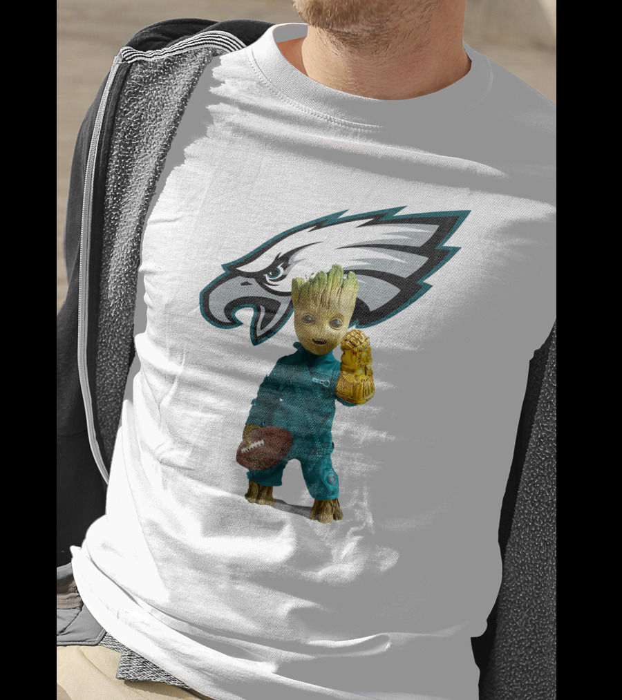Philadelphia Eagles Baby Groot Infinity Gauntlet Football T-Shirt