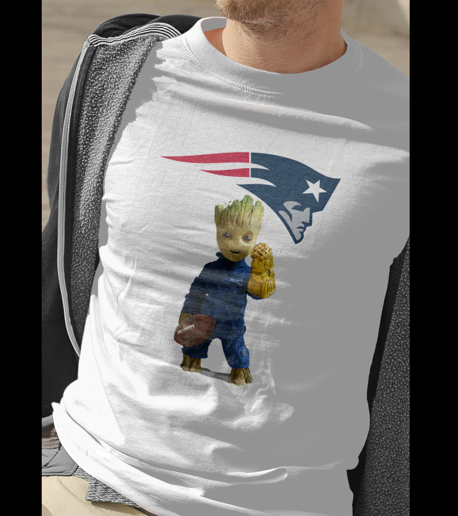 New England Patriots Groot Football Infinity Gauntlet T-Shirt