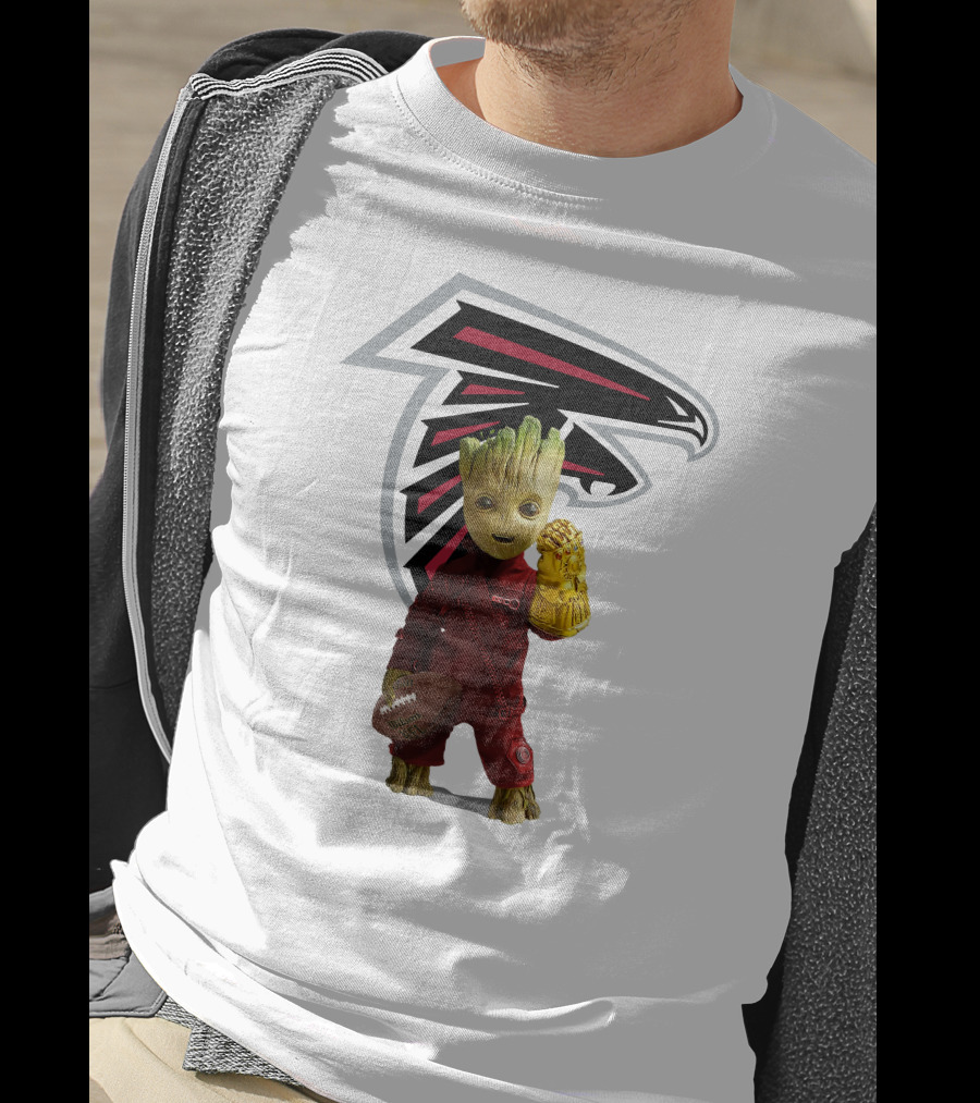 Atlanta Falcons Groot Holding Football And Glove T-Shirt