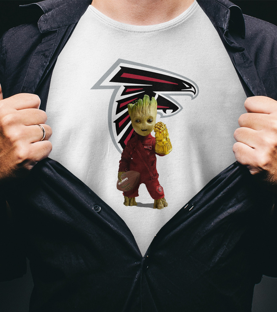 Atlanta Falcons Groot Holding Football And Glove T-Shirt