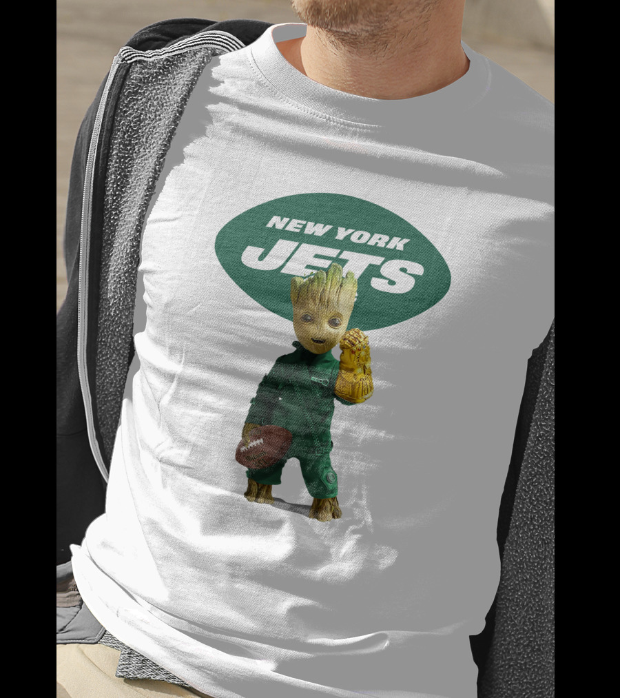 New York Jets Groot Football Marvel Crossover T-Shirt