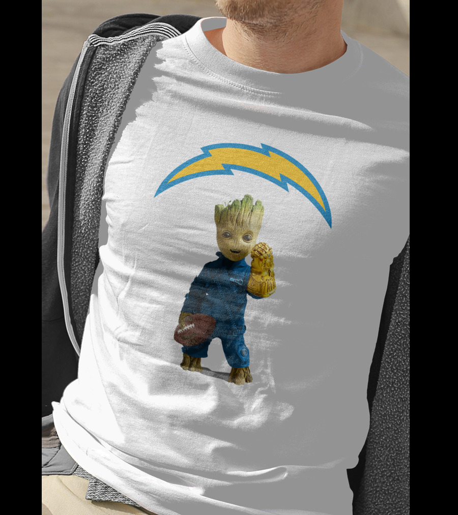 Los Angeles Chargers Groot Infinity Gauntlet Football T-Shirt