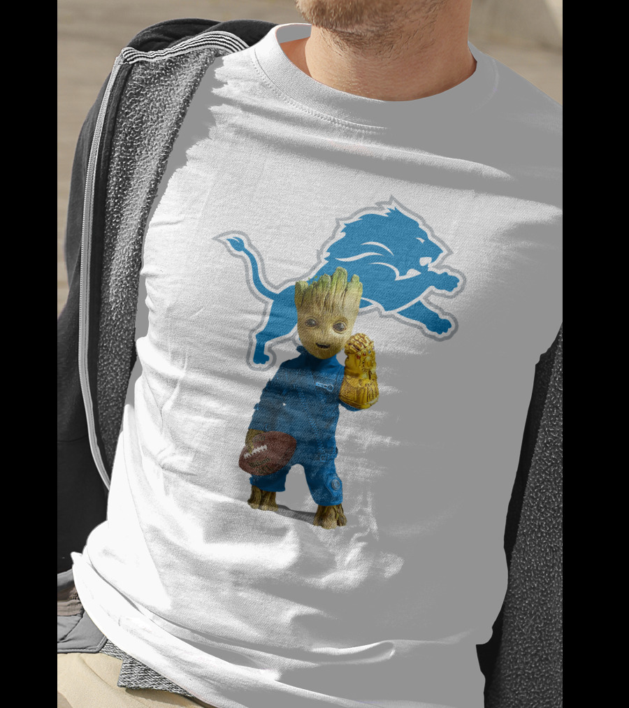 Detroit Lions Groot Avengers Football Mashup T-Shirt