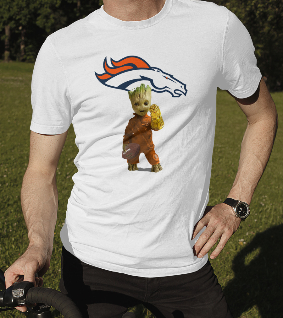 Denver Broncos Groot Infinity Gauntlet Football Fan T-Shirt