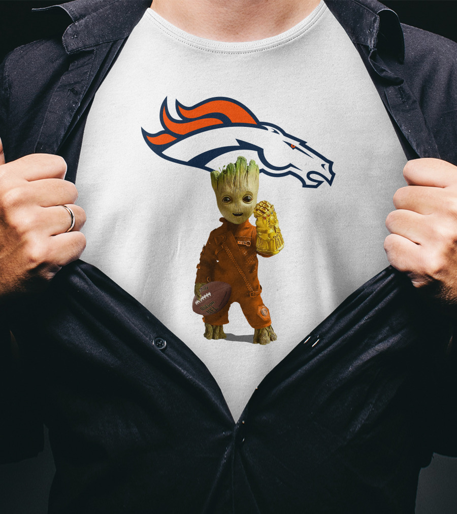 Denver Broncos Groot Infinity Gauntlet Football Fan T-Shirt