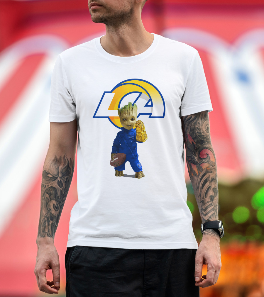 Los Angeles Rams Groot Football Infinity Gauntlet T-Shirt