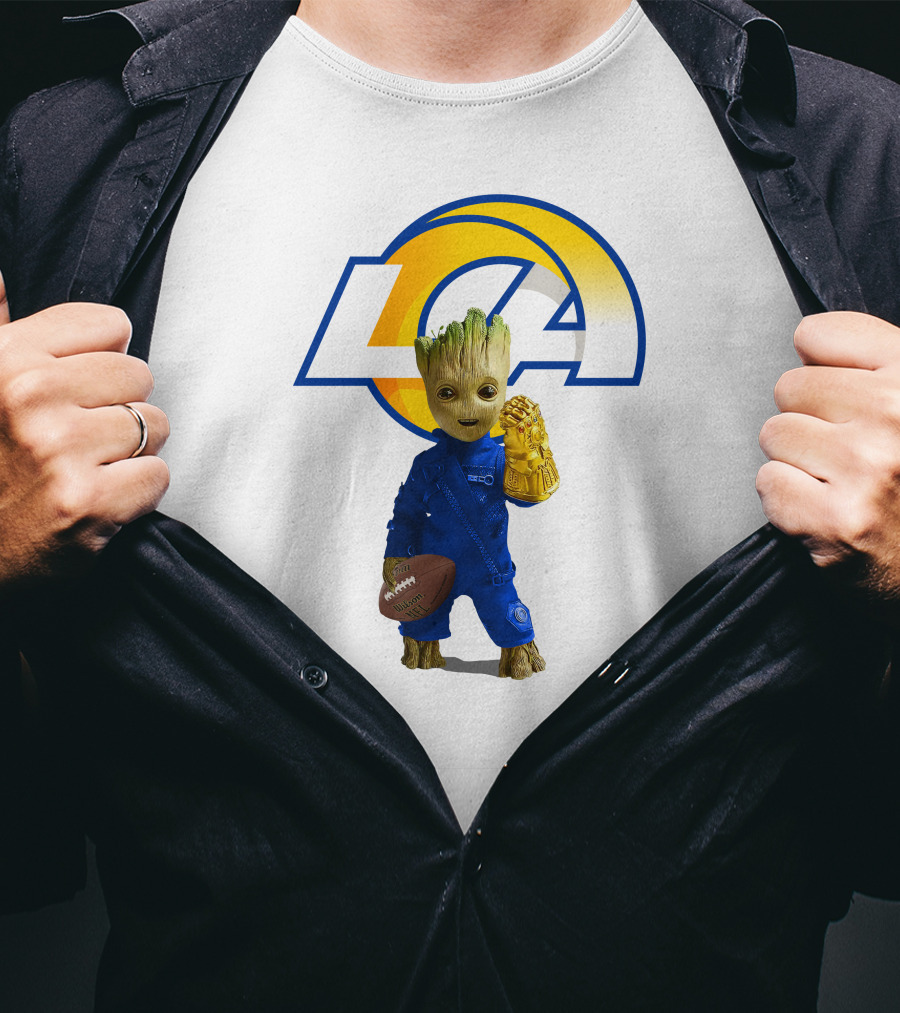 Los Angeles Rams Groot Football Infinity Gauntlet T-Shirt