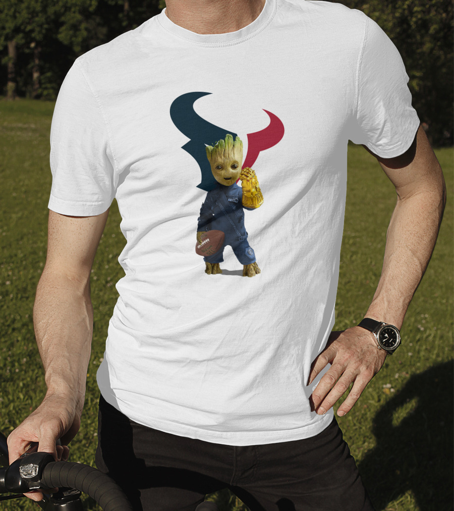 Houston Texans Groot Football Infinity Gauntlet T-Shirt