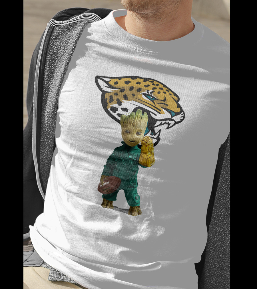 Jacksonville Jaguars Groot Football Infinity Gauntlet T-Shirt
