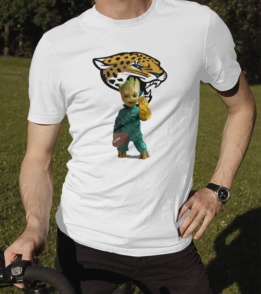 Jacksonville Jaguars Groot Football Infinity Gauntlet T-Shirt