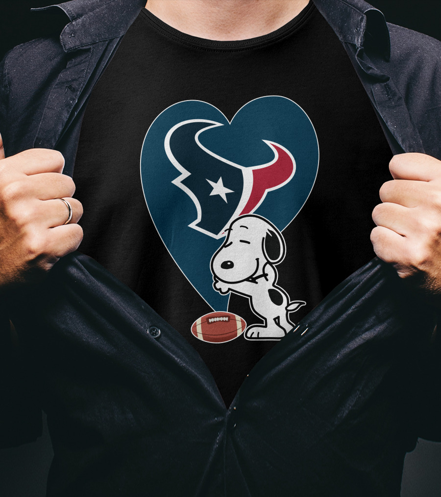 Houston Texans Snoopy Heart Hug Football T-Shirt