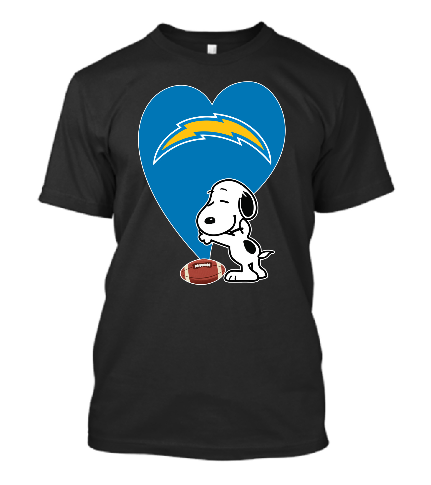 Los Angeles Chargers Snoopy Football Heart Hug T-Shirt