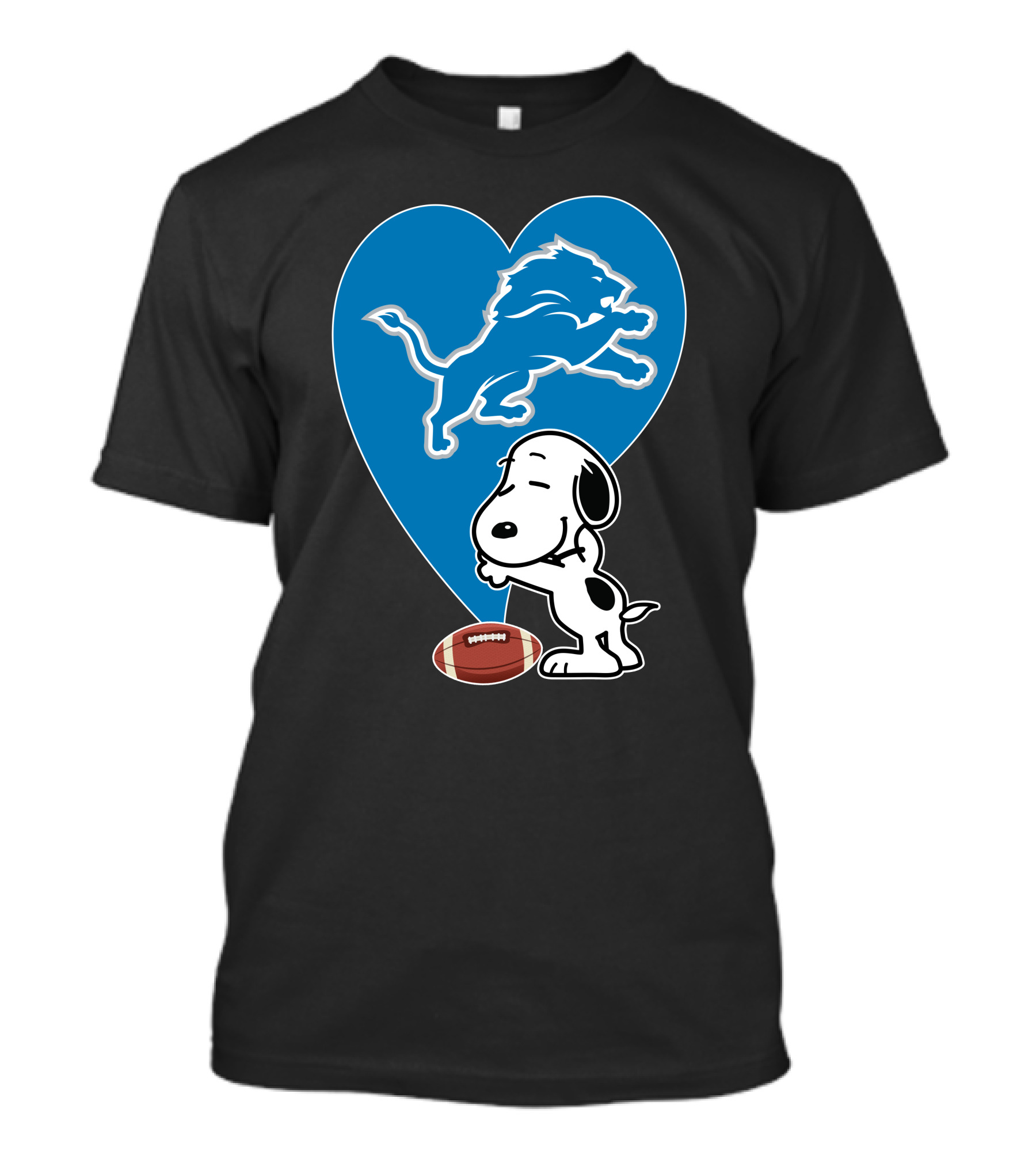 Detroit Lions Snoopy Heart Balloon Football Hug T-Shirt