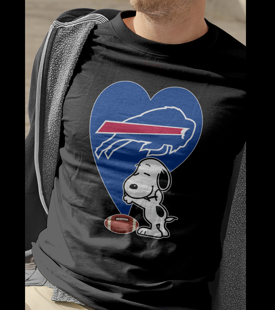 Buffalo Bills Snoopy Hug Heart Football T-Shirt