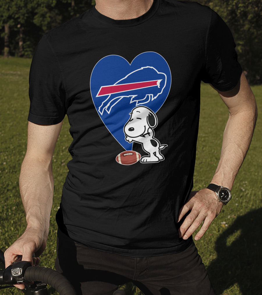 Buffalo Bills Snoopy Hug Heart Football T-Shirt