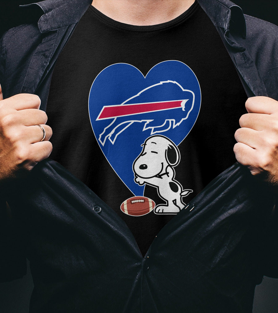 Buffalo Bills Snoopy Hug Heart Football T-Shirt