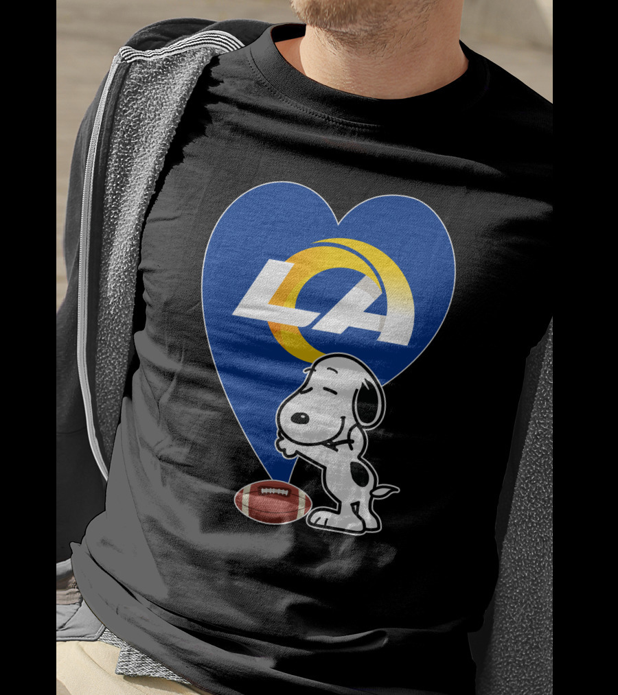 Snoopy Los Angeles Rams Football Heart Hug T-Shirt
