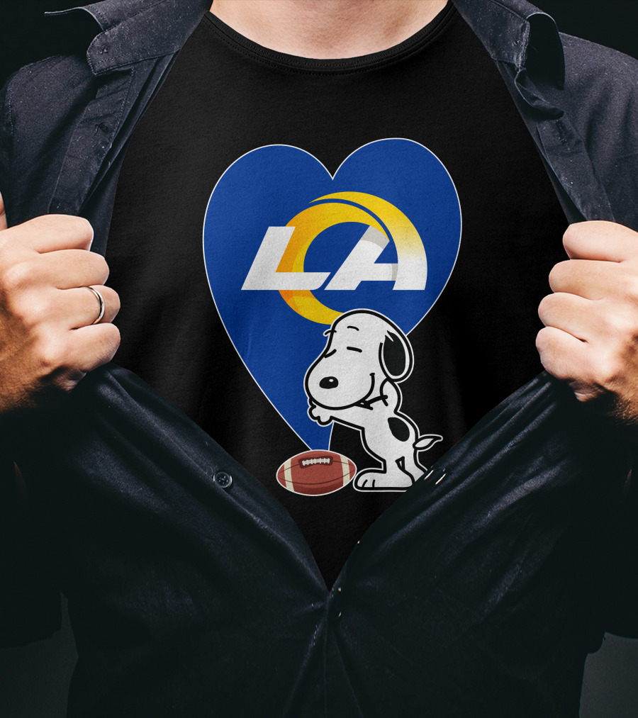 Snoopy Los Angeles Rams Football Heart Hug T-Shirt