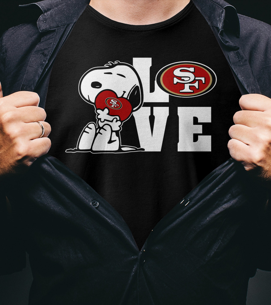 Snoopy Love San Francisco 49ers SF Logo Peanuts Football T-Shirt