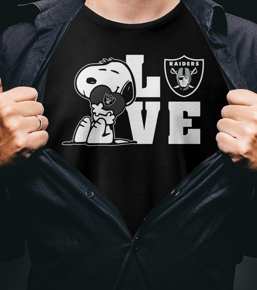 Snoopy Love Las Vegas Raiders Raiders Logo Football T-Shirt