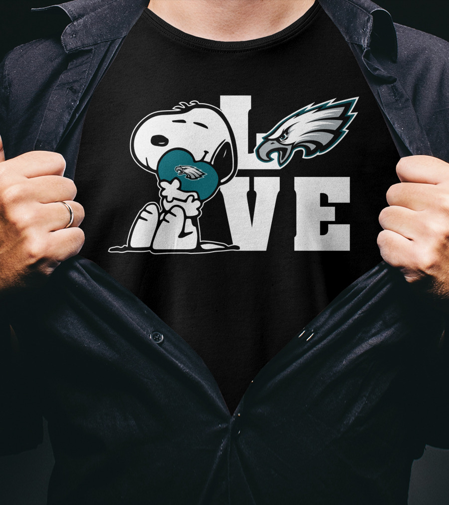 Snoopy Love Philadelphia Eagles Heart T-Shirt