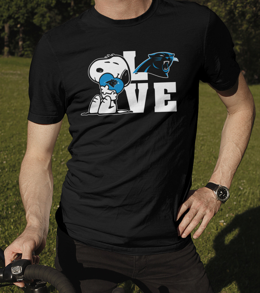 Snoopy Love Carolina Panthers Logo Peanuts NFL Football T-Shirt
