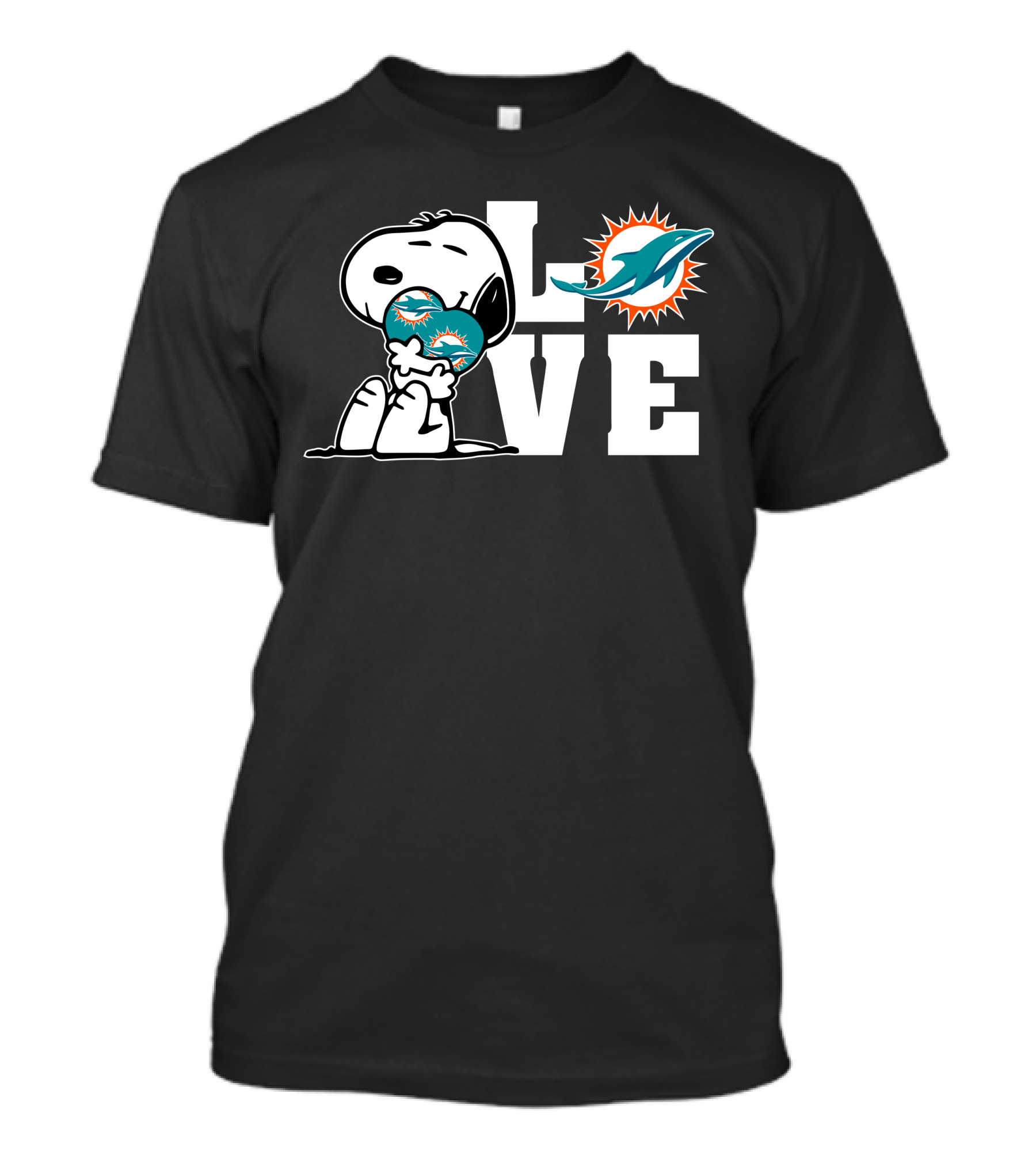 Snoopy Dolphins Love Miami Football T-Shirt