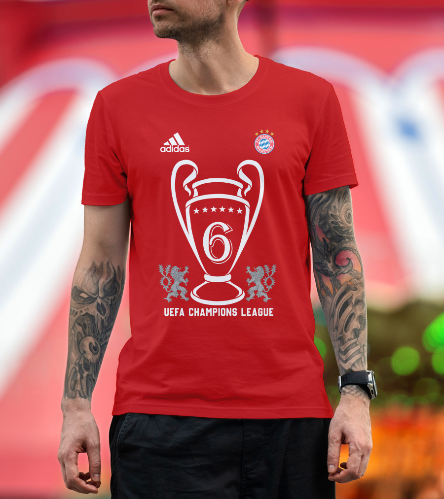 Bayern Munich UEFA Champions League Trophy Six Stars T-Shirt