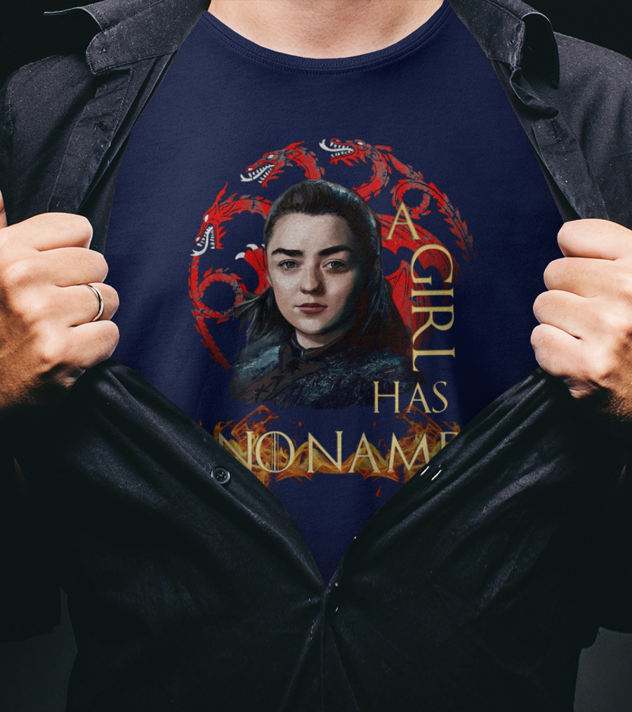 Arya Stark A Girl Has No Name Dragon Symbol Background T-Shirt
