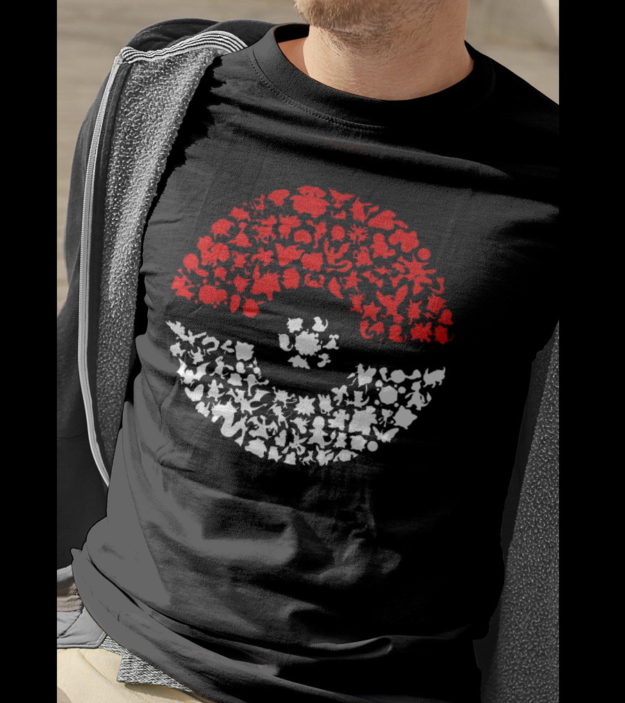 PokEmon 146A PokE Ball Design With Red And White T-Shirt