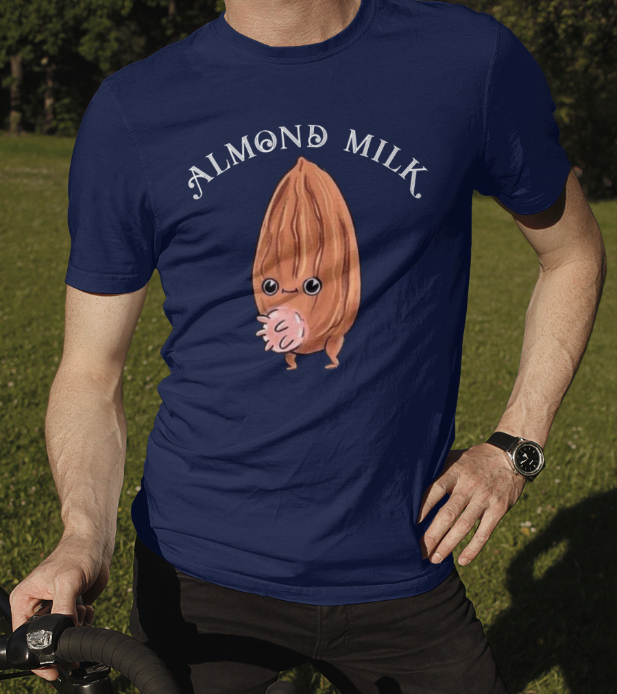 ALMOND MILK Cute Cartoon Character With Large Eyes And Smiling Face T-Shirt