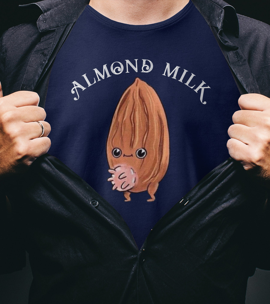 ALMOND MILK Cute Cartoon Character With Large Eyes And Smiling Face T-Shirt