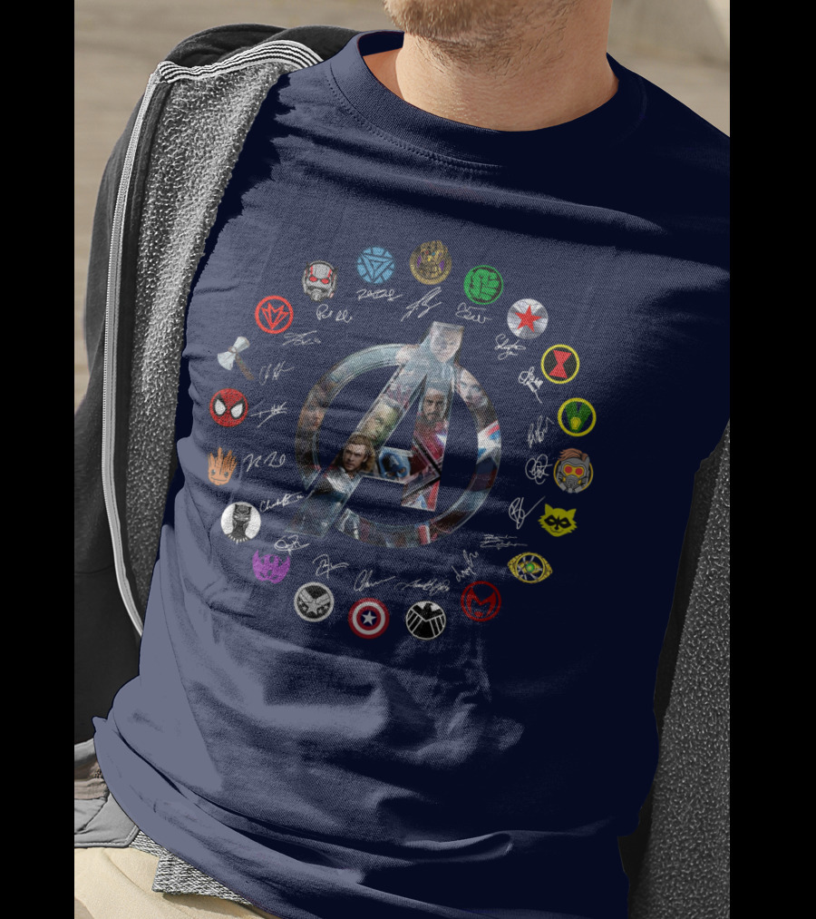Avengers Endgame Emblem With Iconic Superhero Logos T-Shirt