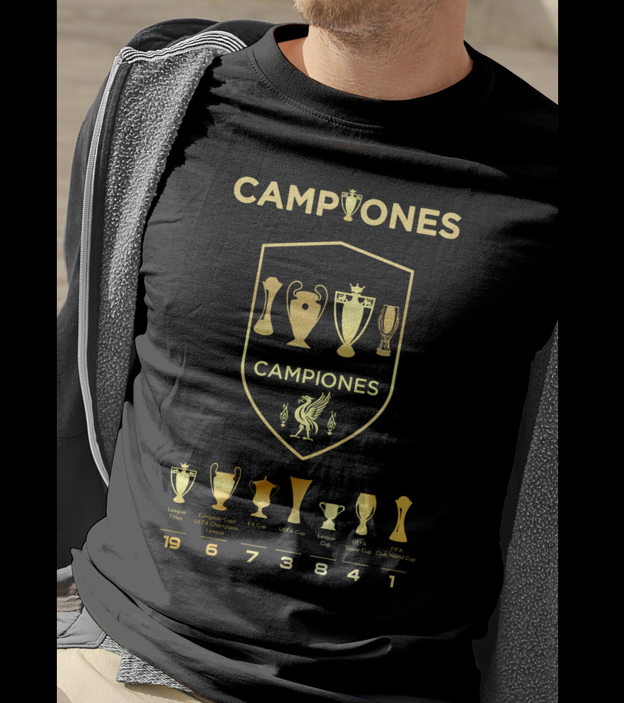 Liverpool Campiones Trophy Achievements European Cup FA League Titles T-Shirt