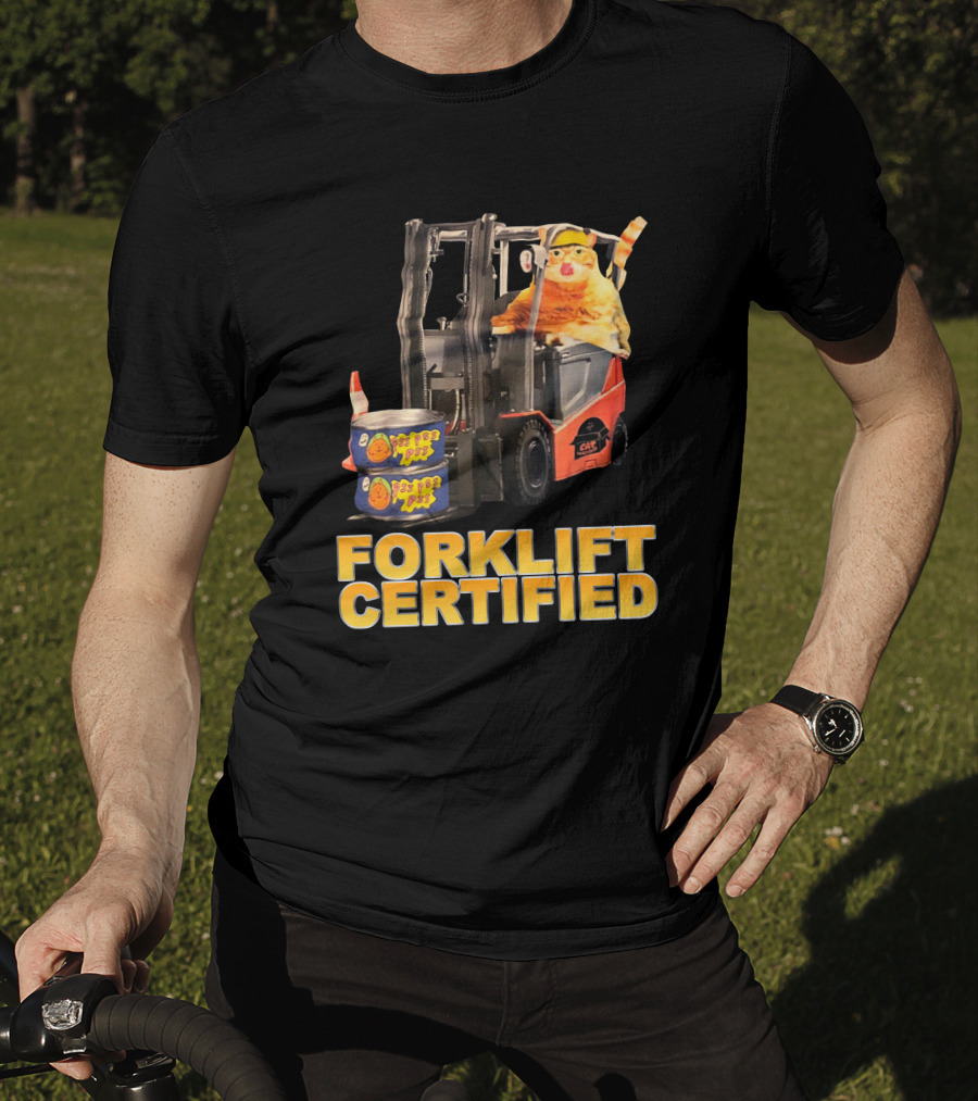 Forklift Certified Cat With Chef Pepe Soup Cans T-Shirt