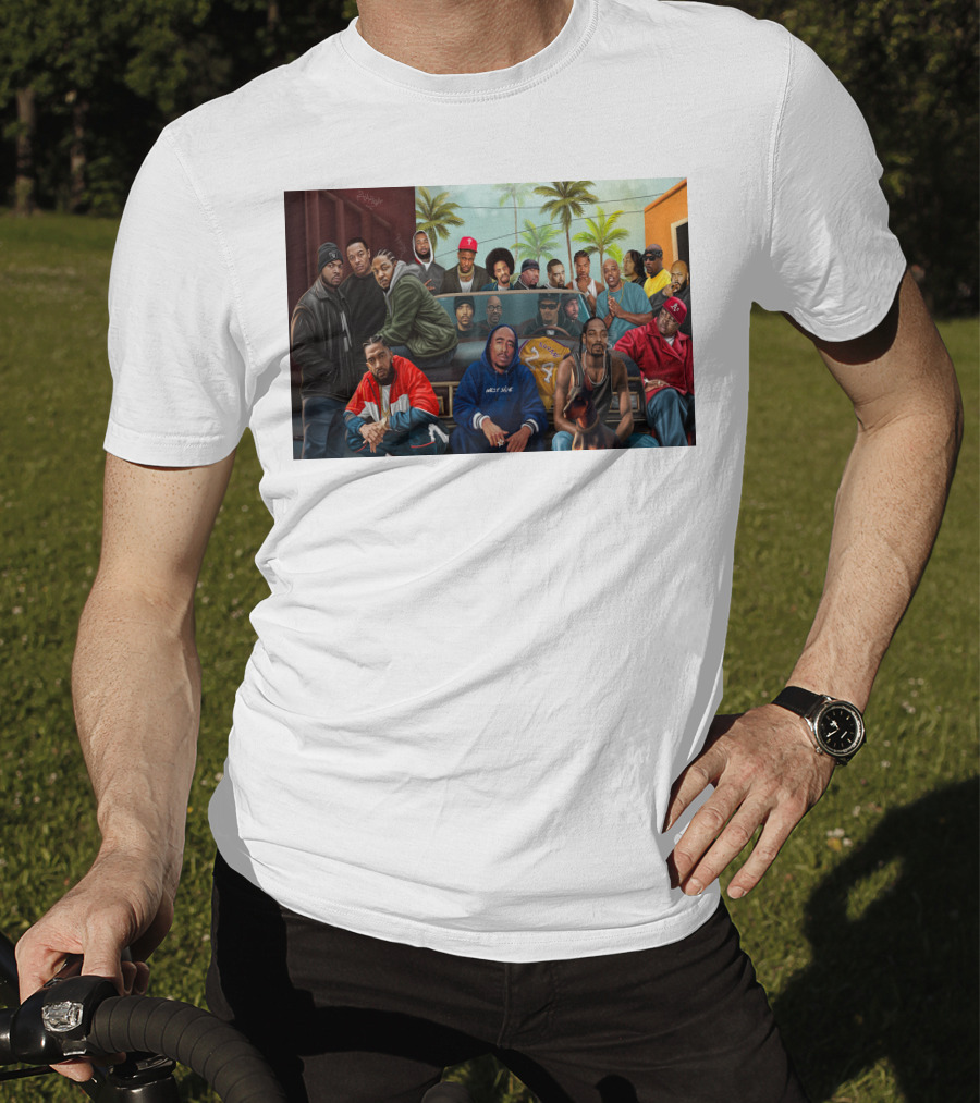 WCHH Hip Hop Legends Collage Icons In Urban Street Scene T-Shirt