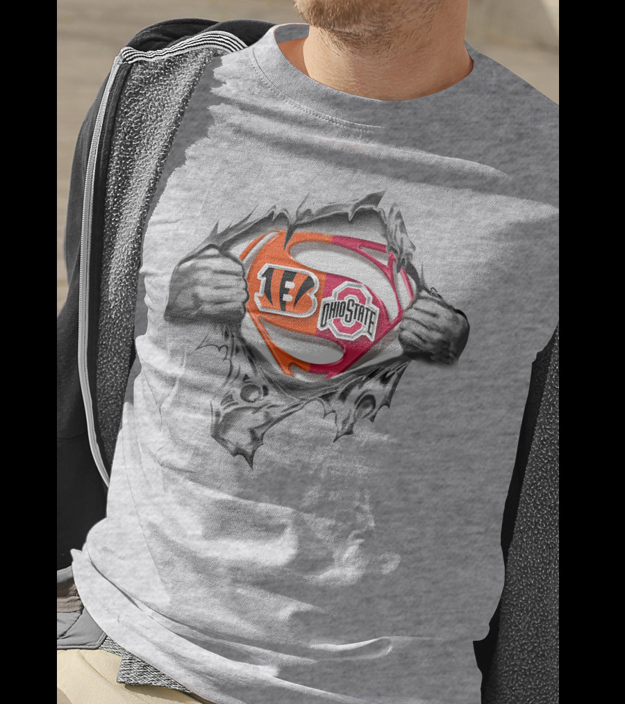 Cincinnati Bengals Ohio State Buckeyes Superman Logo Fan T-Shirt