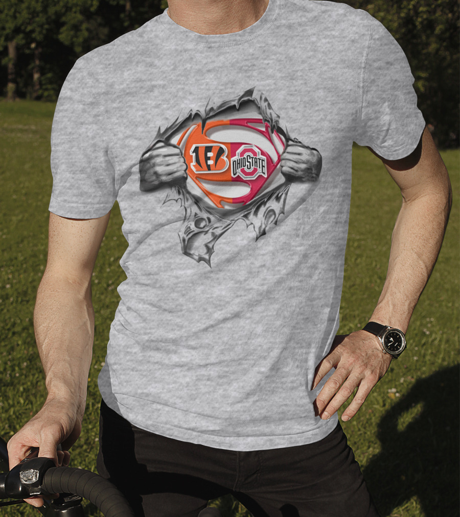Cincinnati Bengals Ohio State Buckeyes Superman Logo Fan T-Shirt
