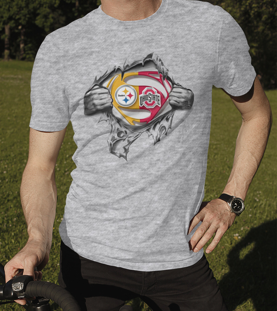 Pittsburgh Steelers Ohio State Buckeyes Superman Logo Mashup T-Shirt