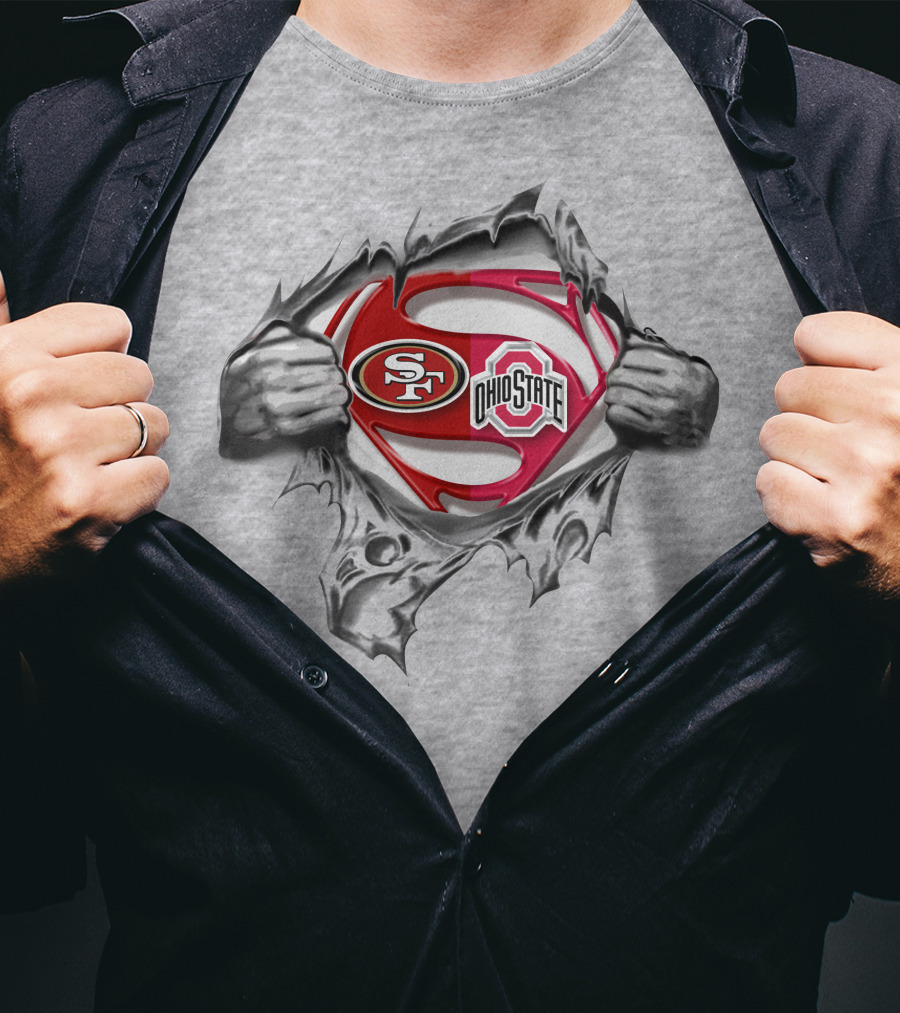 San Francisco 49ers Ohio State Buckeyes Superman Logo Mashup T-Shirt