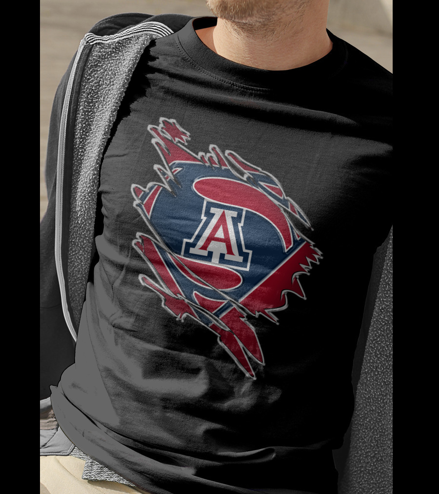Arizona Wildcats Super Man Logo Emblem T-Shirt